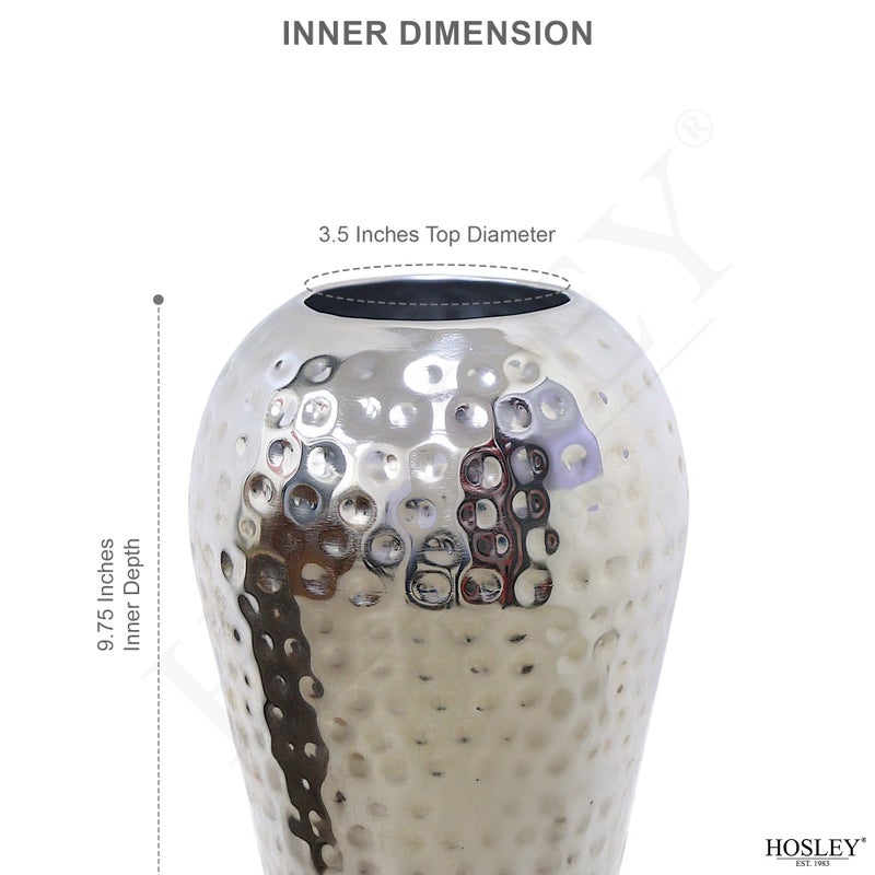 Hosley 10 Inch High Hammered Iron Vase - Handcrafted by Artisans Using Centuries-Old Hammer Pattern Techniques for Floral Arrangements Rustic Charm and Cultural Richness in Your Home Decor Embrace - Image 2